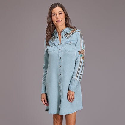 Denim Embroidered Dress | Roper