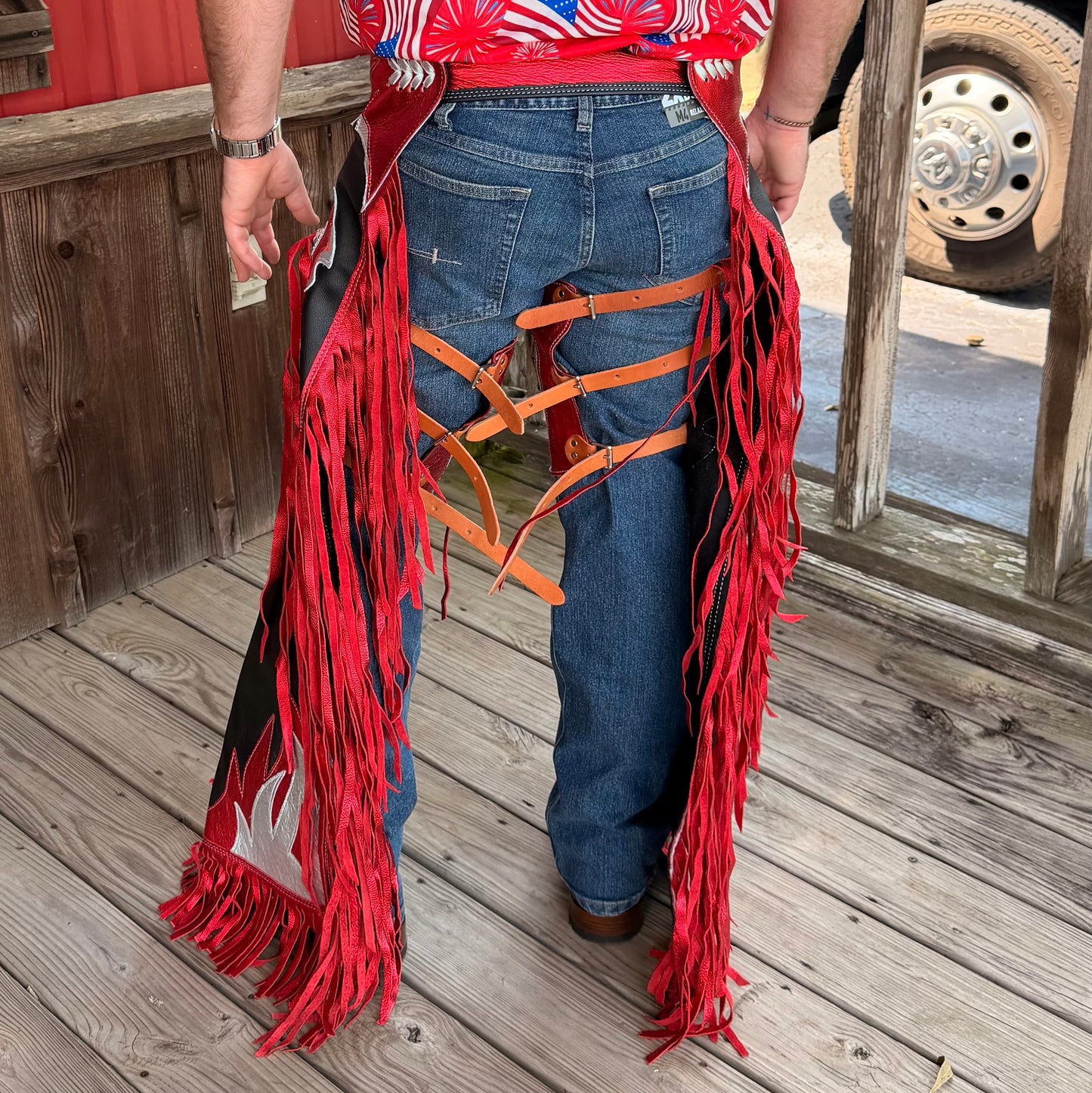 Red Metallic Chaps
