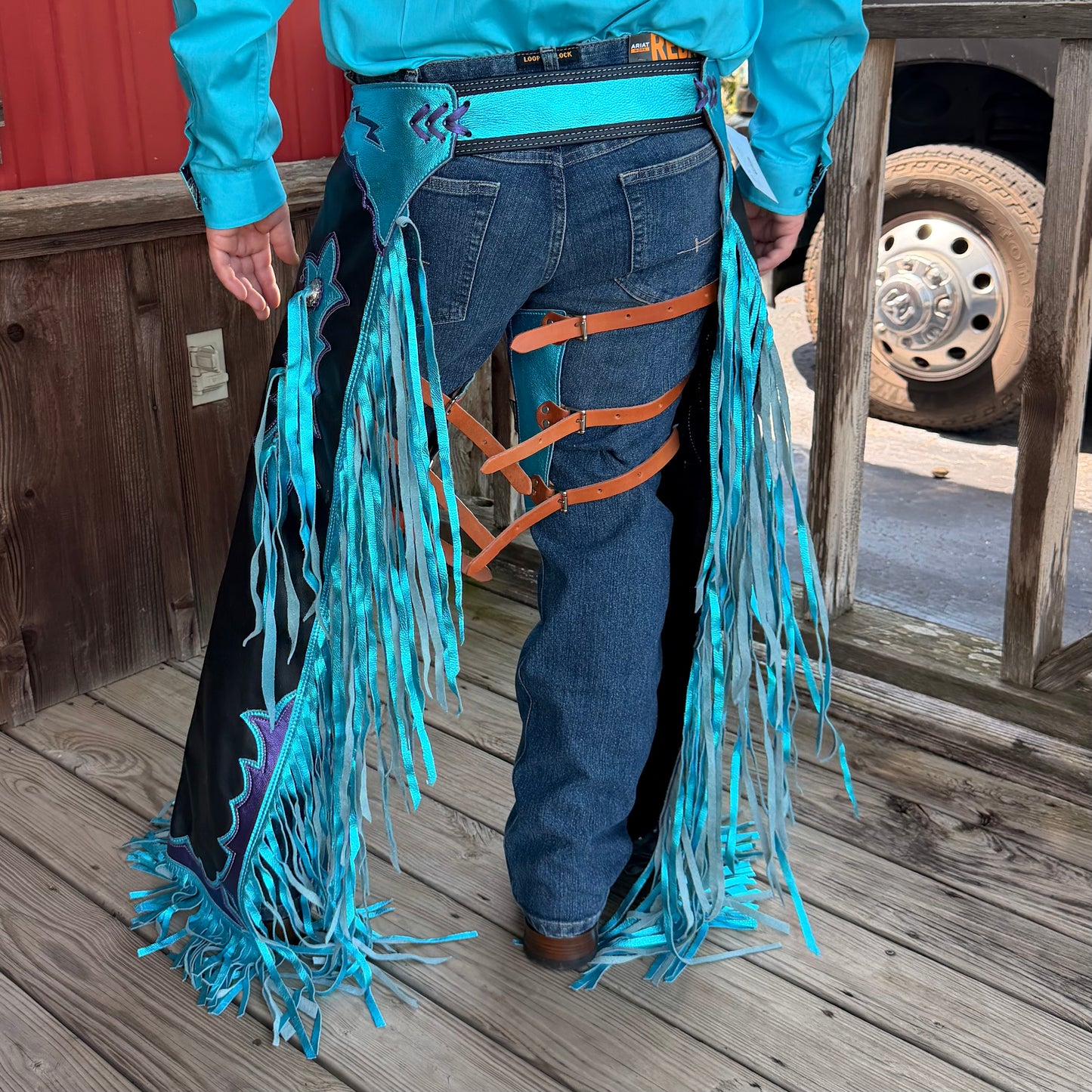 Turquoise Metallic Chaps