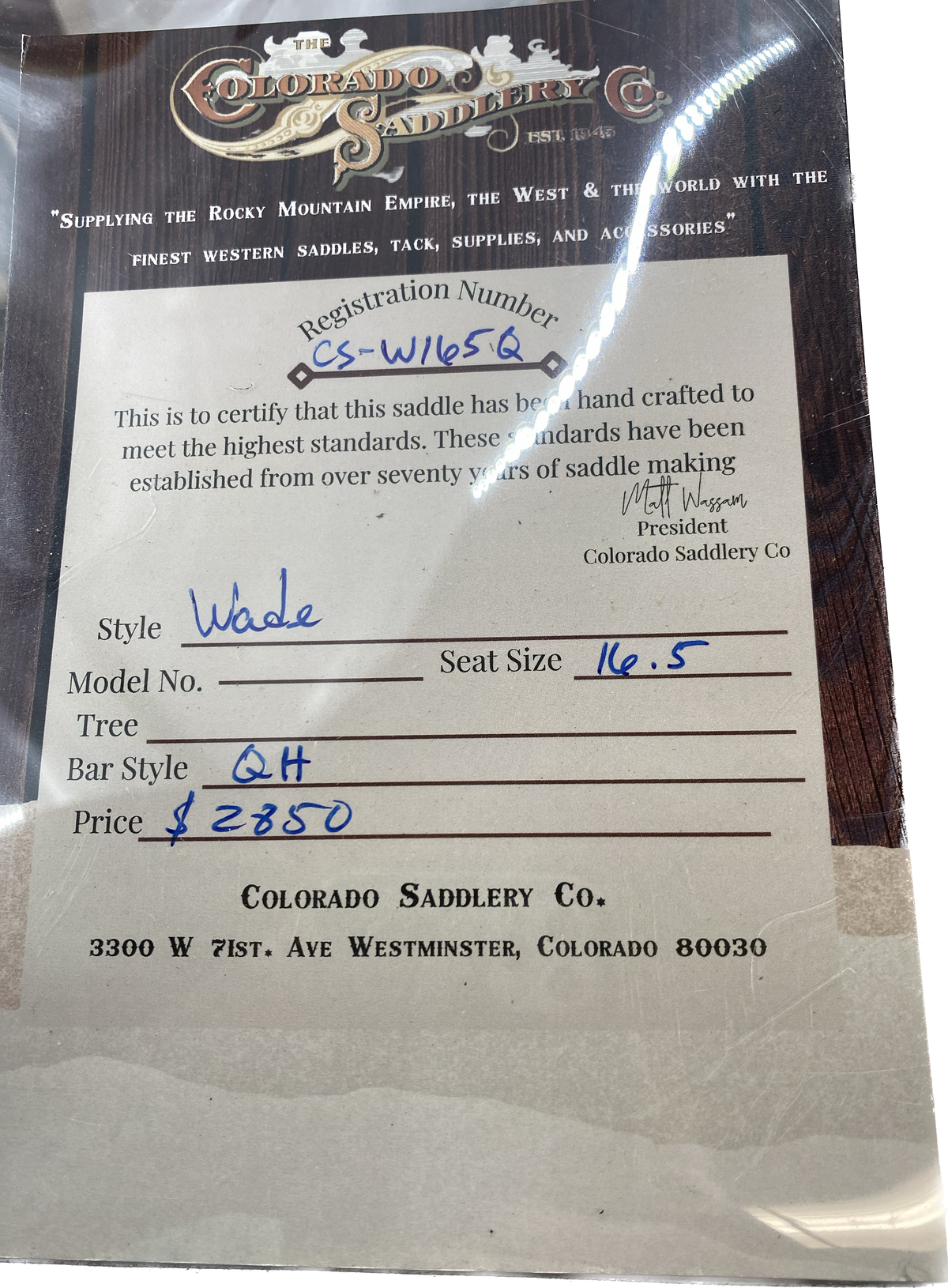 15.5" Wade | Colorado Saddlery