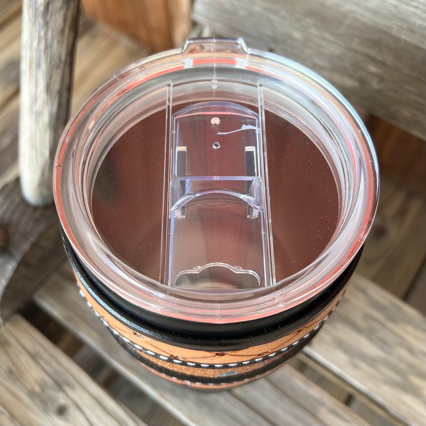 Black Tumbler with Leather Cuff