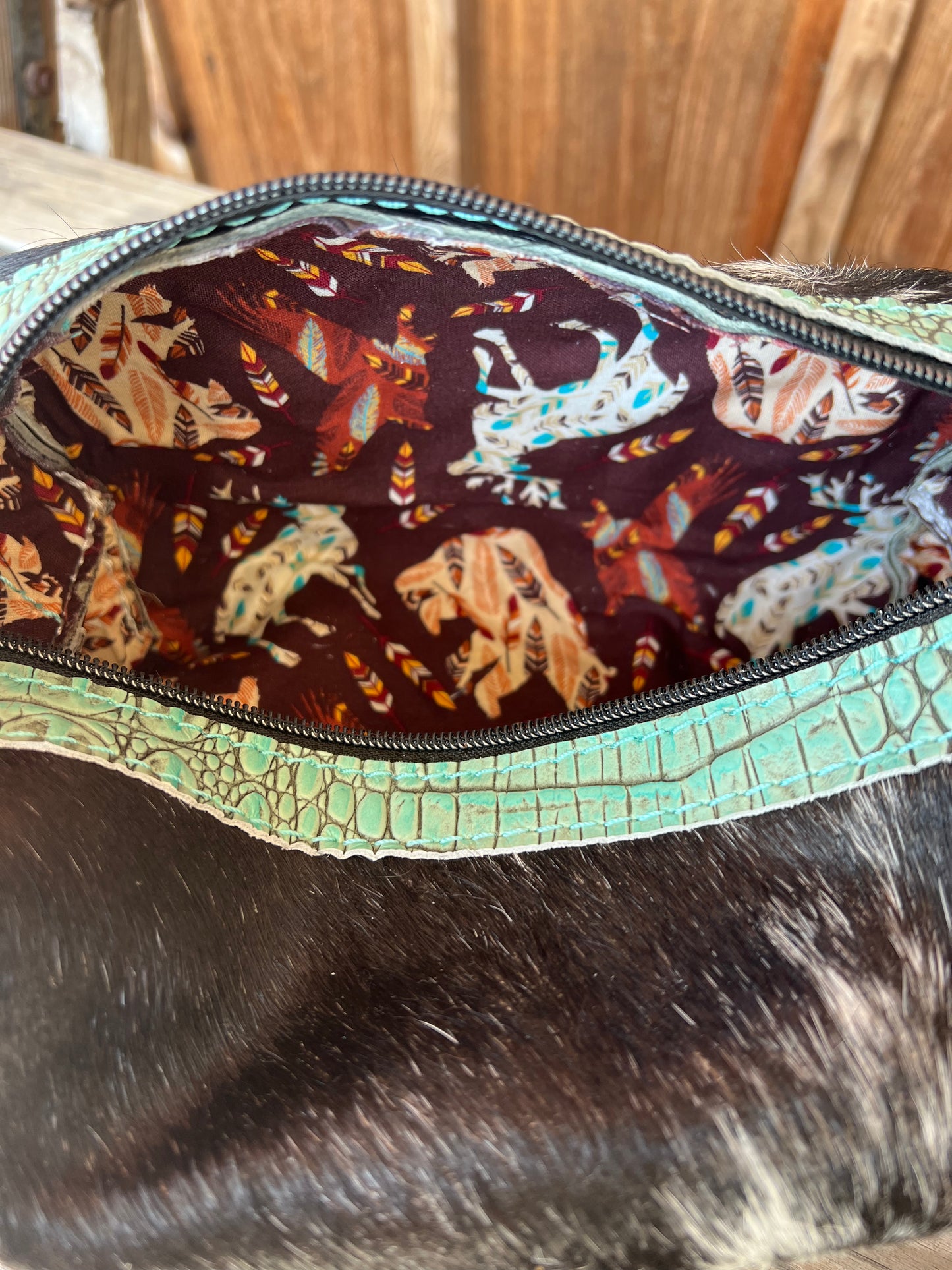 Cowhide Makeup Bag