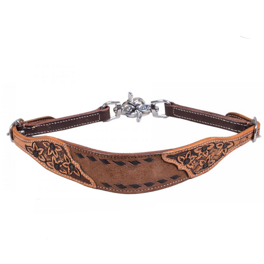 Brown Tooled Wither Strap