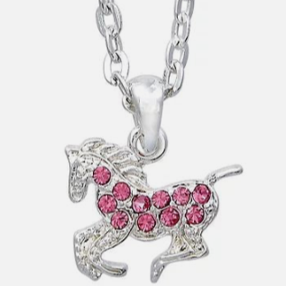 Pink Crystal Horse Necklace