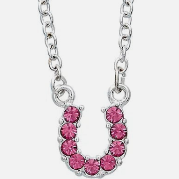Pink Crystal Horseshoe Necklace