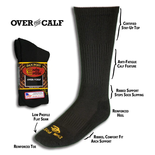 Over The Calf Black Socks | Dan Post