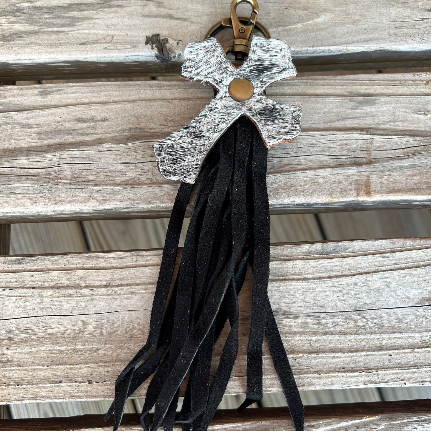 Cowhide Cross Keychain