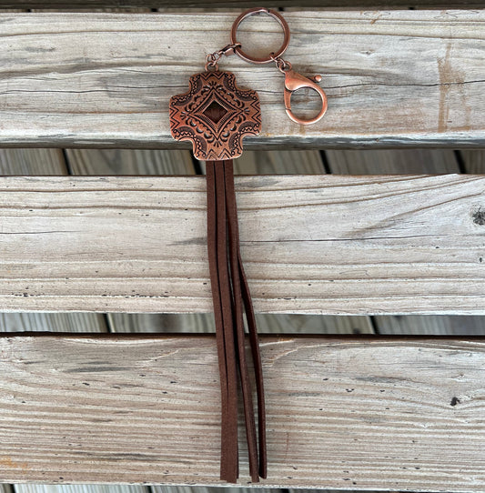 Copper Cross Keychain