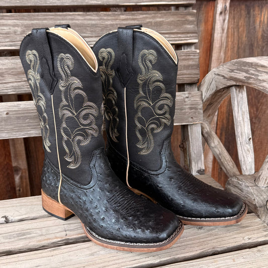 Black Faux Ostrich | Roper Womens