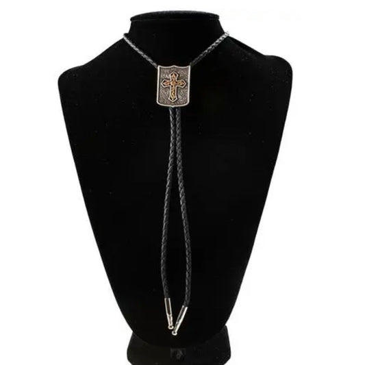 Shield Cross Bolo Tie