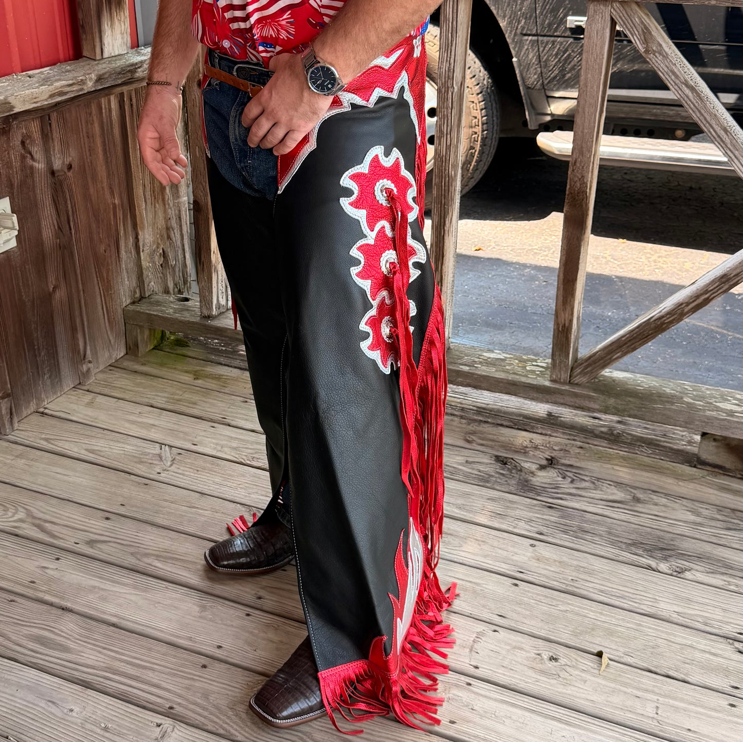 Red Metallic Chaps