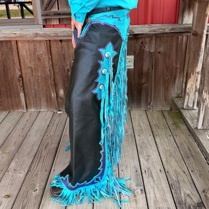 Turquoise Metallic Chaps