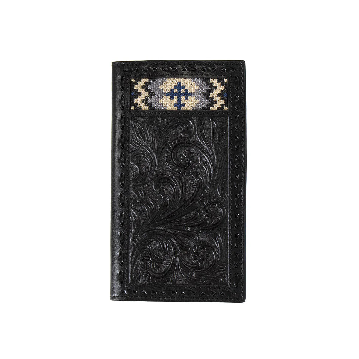Black Embroidered Cross Rodeo Wallet