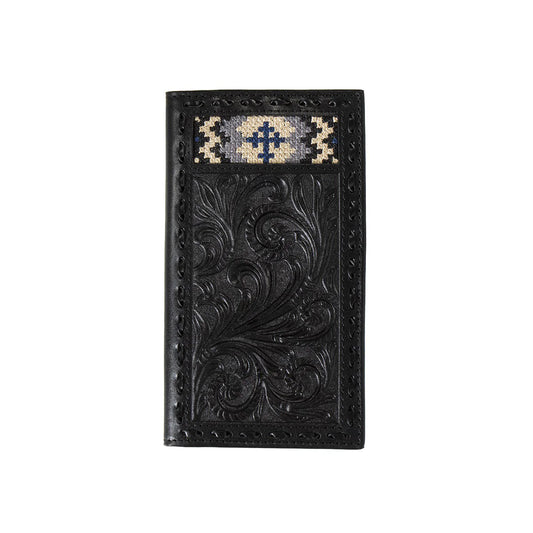 Black Embroidered Cross Rodeo Wallet