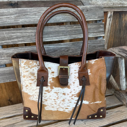 Buckle Cowhide Shoulder Bag