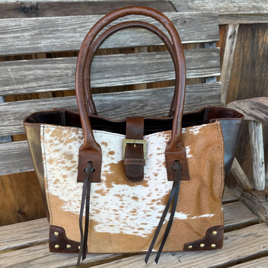 Buckle Cowhide Shoulder Bag
