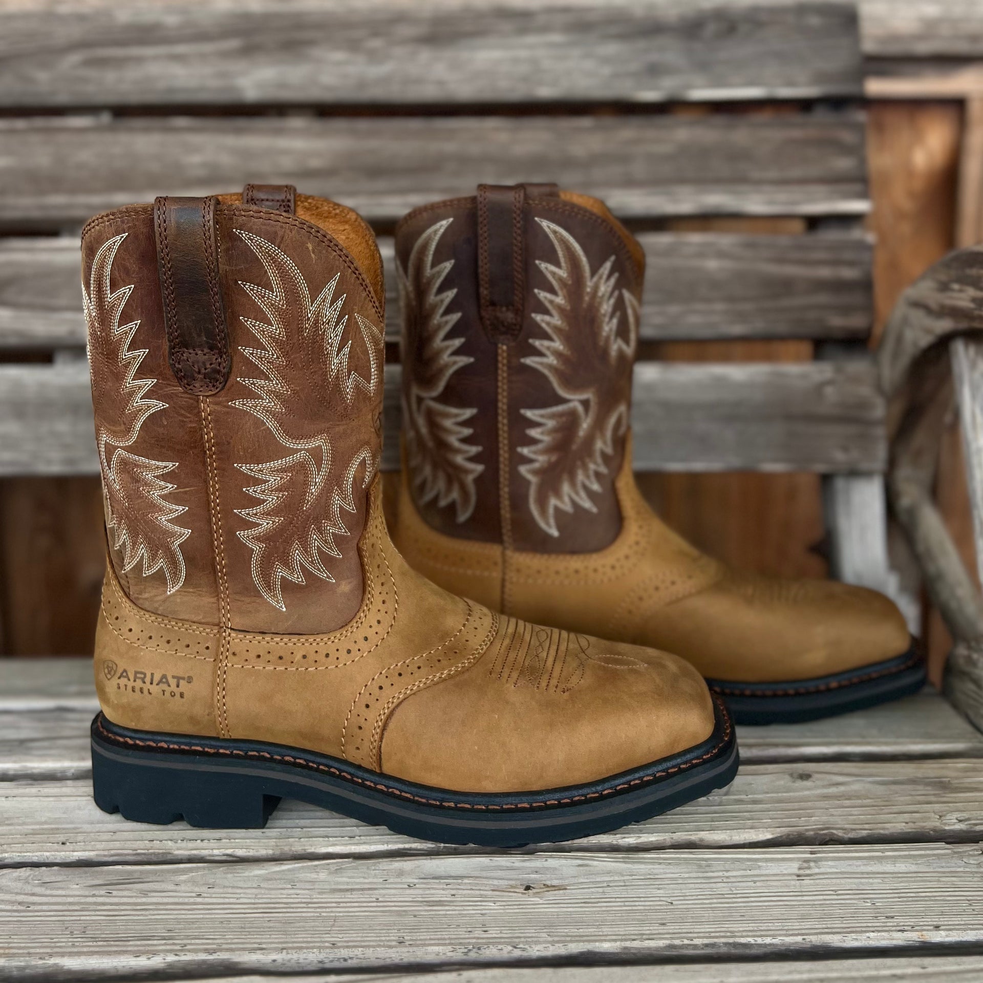 Ariat Mens Size 10 D Sierra Saddle Western Steel Toe Work Boot Aged Bark Brown Ariat Men main image 2