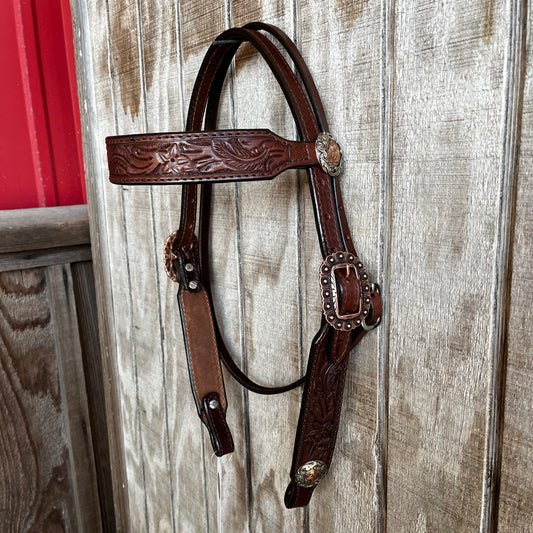 Brown Tooled Headstall | Double J