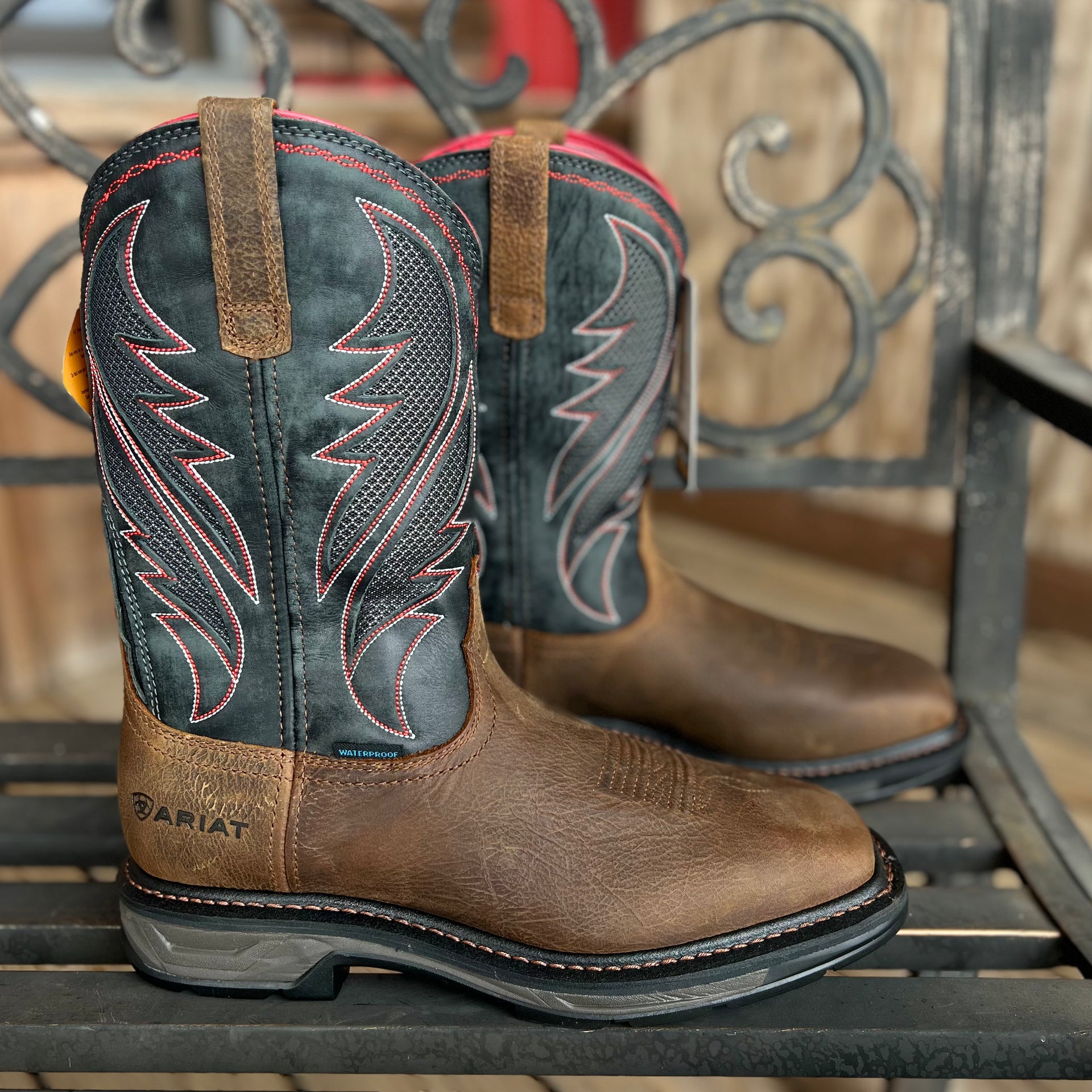 NEW ARIAT men\'s venttek h20 waterproof workhog xt work boot in brown/steel Men main image 3