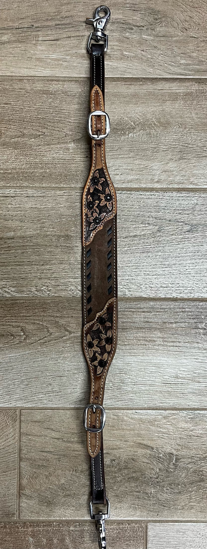 Brown Tooled Wither Strap